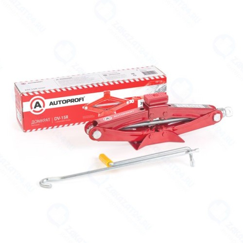 Домкрат AutoProfi винтовой, 1,5 т, с резиновой опорной частью (DV-15R)