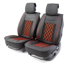 Накидки на сиденье CARPERFORMANCE передние, экокожа, 2 шт Black/Red (CUS-2092 BK/RD)
