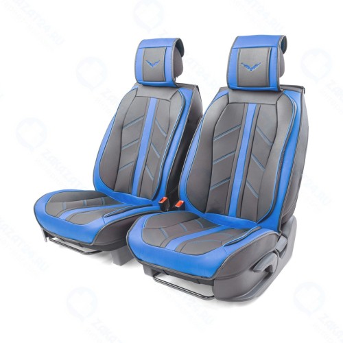 Накидки на сиденье CARPERFORMANCE 3D передние, экокожа, 2 шт Black/Blue (CUS-3012 BK/BL)