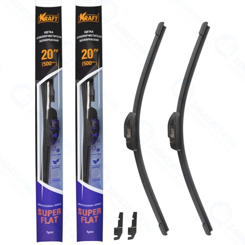 Щетки стеклоочистителя Kraft Teflon бескаркасные, 2 шт, 500/500 мм (KT 830877)