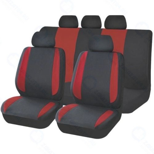 Чехлы для автомобильных сидений Kraft Modern, полиэстер, черные/красные (KT 835613)