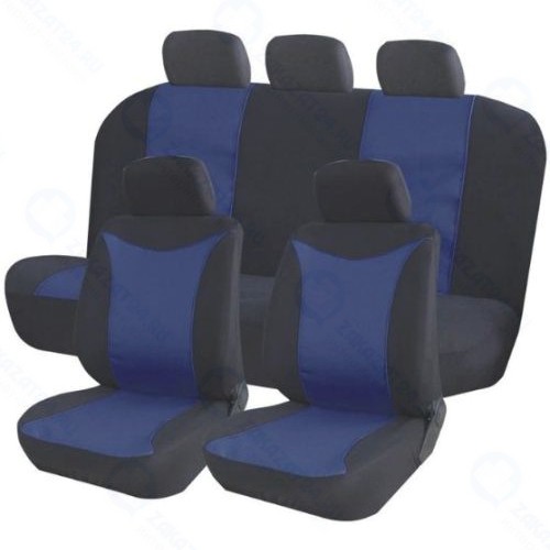 Чехлы для автомобильных сидений Kraft Prestige, полиэстер/жаккард, черные/синие (KT 835618)