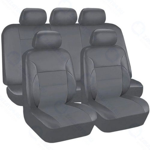 Чехлы для автомобильных сидений Kraft Luxury, экокожа, серые (KT 835642)