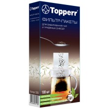 Фильтр-пакеты Topperr одноразовые, для заваривания чая/травяных смесей, 100 шт (3050)