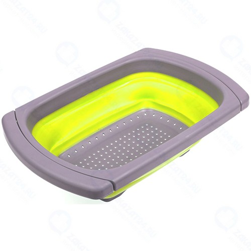 Дуршлаг Bradex TK 0397 складной, прямоугольный, с телескопическими ручками, 4 л, зеленый