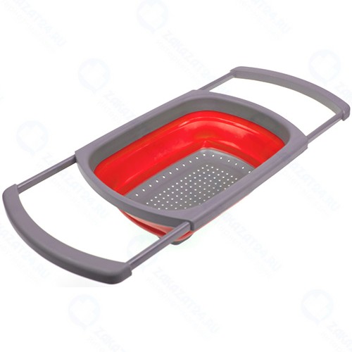 Дуршлаг Bradex TK 0398 складной, прямоугольный, с телескопическими ручками, 4 л, красный