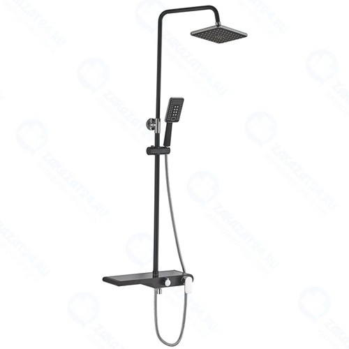Душевая система HAIBA с верхней и ручной лейкой, черная/серый металлик (HB2420)