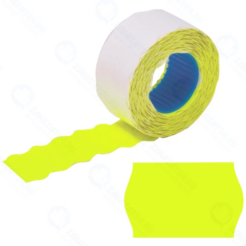 Этикет-лента Brauberg 26x16 мм, волна, 5 рулонов x 800 шт, желтая (123581)