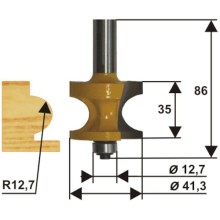 Фреза по дереву Энкор ф41,3 мм R12,7 мм, хвостовик 12 мм (10553)
