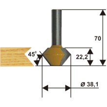 Фреза по дереву Энкор ф38,1х22,2 мм, 45 градусов, хвостовик 12 мм (10641)