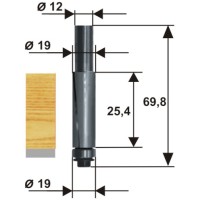 Фреза по дереву Энкор ф19х25,4 мм, хвостовик 12 мм ДСП (28058)