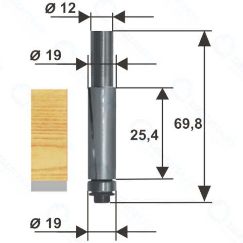 Фреза по дереву Энкор ф19х25,4 мм, хвостовик 12 мм ДСП (28058)