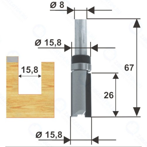 Фреза по дереву Энкор ф15,8х26 мм, хвостовик 8 мм ДСП (28062)