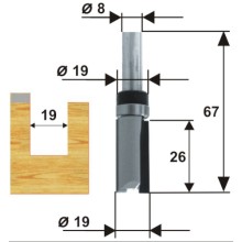 Фреза по дереву Энкор ф19х26 мм, хвостовик 8 мм ДСП (28063)