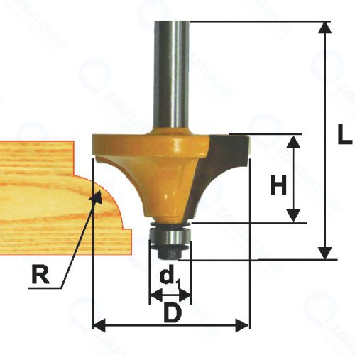 Фреза по дереву Энкор ф28,6х15,5 мм R8 мм, хвостовик 8 мм (46248)