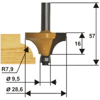 Фреза по дереву Энкор ф28,6х14 мм R8 мм, хвостовик 8 мм (9247)