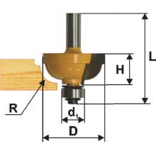Фреза по дереву Энкор ф28,6х14 мм R6,35 мм, хвостовик 8 мм (9281)
