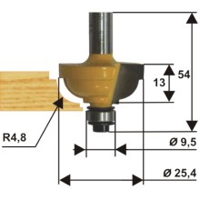 Фреза по дереву Энкор ф25,4х13 мм R4,8 мм, хвостовик 8 мм (9284)