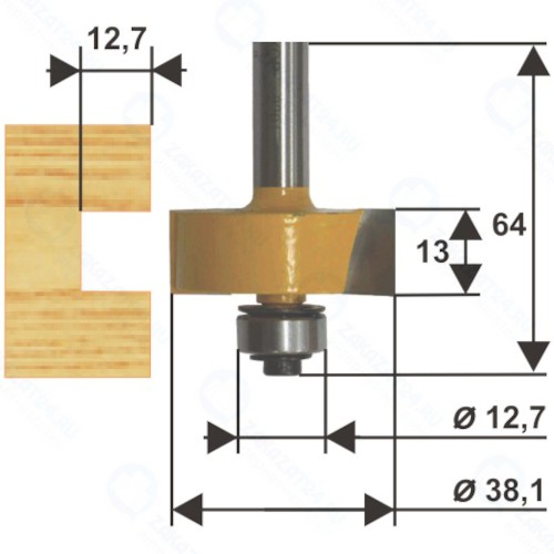 Фреза по дереву Энкор ф38,1х13 мм, хвостовик 12 мм (9303)