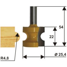 Фреза по дереву Энкор ф25,4 мм R4,8 мм, хвостовик 8 мм (9311)