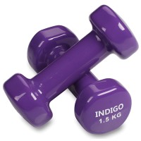 Гантели обливные INDIGO 1,5 кг, с виниловым покрытием, сиреневые, 2 шт (92005 IR)