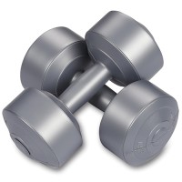 Гантели обливные INDIGO 4 кг, с виниловым покрытием, серый металлик, 2 шт (EK-212)