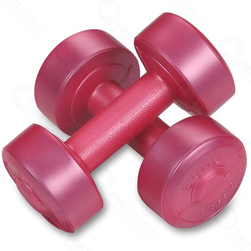Гантели обливные Indigo 1 кг, с виниловым покрытием, розовые, 2 шт (EK-212 1)