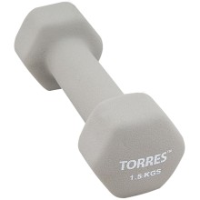 Гантель Torres 1,5 кг, серая (PL550115) Гантель Torres 1,5 кг, серая (PL550115)