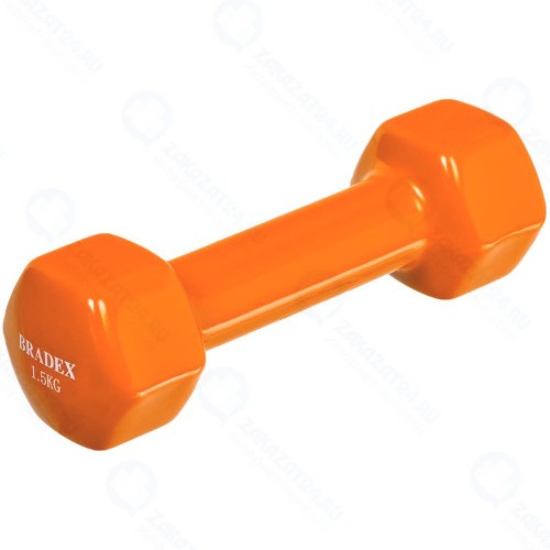 Гантель Bradex SF 0534 обрезиненная, 1,5 кг, оранжевая
