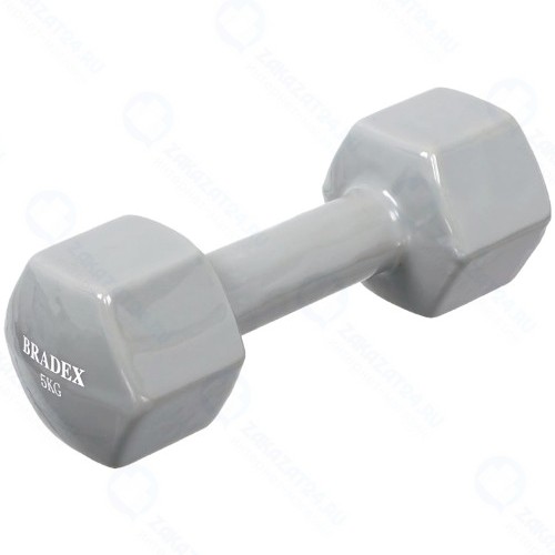 Гантель Bradex SF 0538 обрезиненная, 5 кг, серая