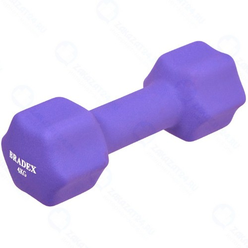 Гантель Bradex SF 0544 неопреновая, 4 кг, фиолетовая