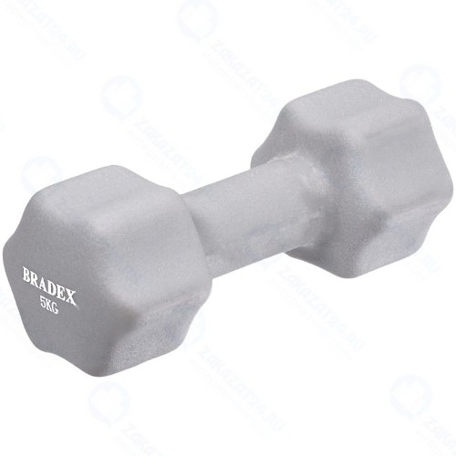 Гантель Bradex SF 0545 неопреновая, 5 кг, серая
