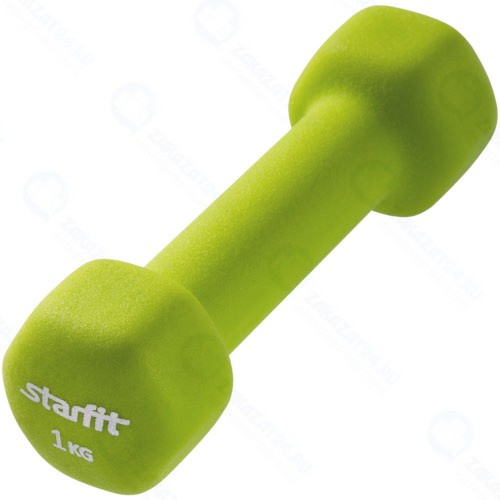 Гантель STARFIT DB-201, 1 кг, неопрен, салатовая (УТ-00009068)
