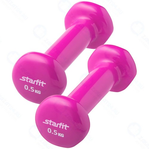 Набор гантелей STARFIT DB-101, 2 шт х 0,5 кг, винил, розовый (УТ-00019074)