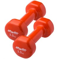 Набор гантелей STARFIT DB-101, 2 шт х 1,5 кг, винил, оранжевый (УТ-00019076)