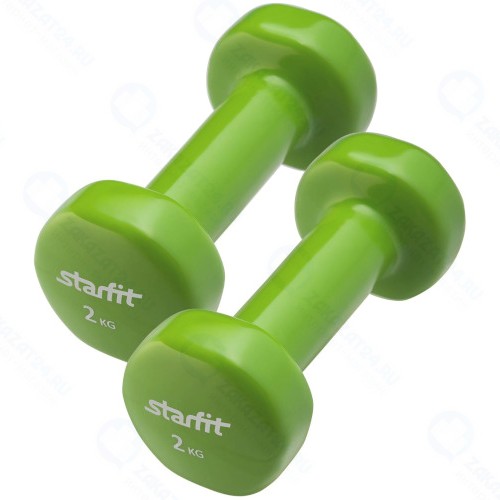 Набор гантелей STARFIT DB-101, 2 шт х 2 кг, винил, зеленый (УТ-00019077)
