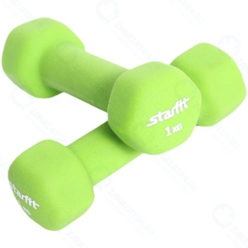 Набор гантелей STARFIT DB-201, 2 шт х 1 кг, неопрен, салатовый (УТ-00019079)