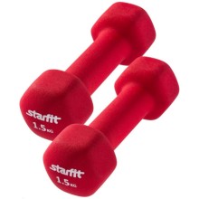 Набор гантелей STARFIT DB-201, 2 шт х 1,5 кг, неопрен, красный (УТ-00019080) Набор гантелей STARFIT DB-201, 2 шт х 1,5 кг, неопрен, красный (УТ-00019080)
