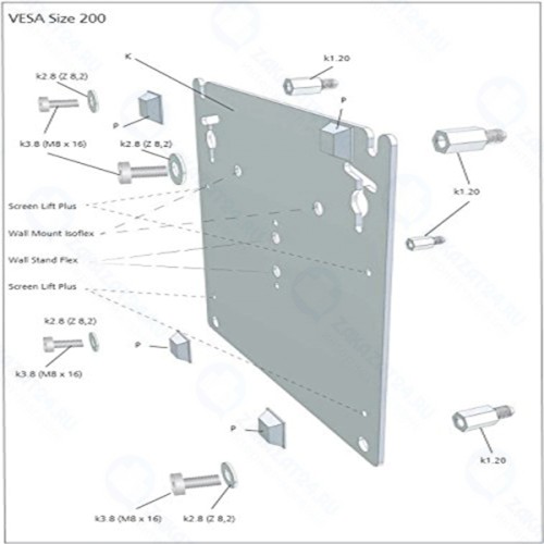 Адаптер LOEWE Wall Mount Slim Vesa Size 400 Chrome (71361T20)