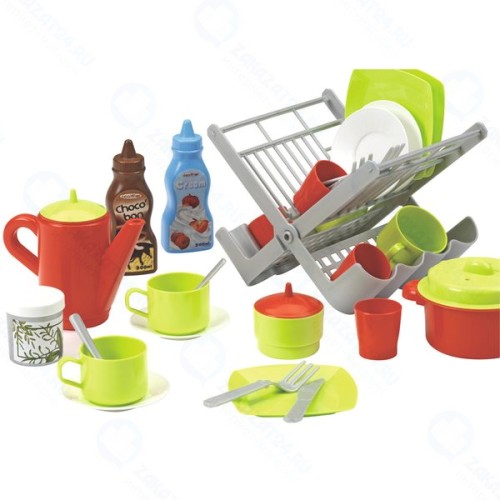 Игровой набор ECOIFFIER 100% Chef: Сушилка с посудой, 39 предметов (ECO2619)