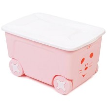Ящик для хранения игрушек LITTLE-ANGEL Cool, на колесах, 50 л, розовый (LA1032RSP)