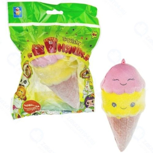 Игрушка-антистресс 1TOY Мммняшка флок Squishy: Мороженое рожок (Т16210)