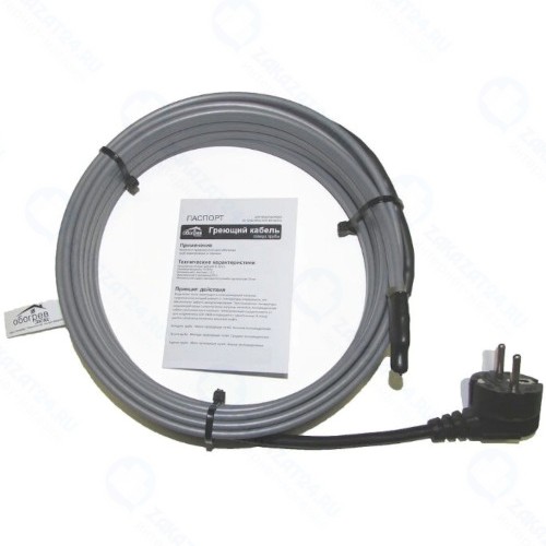 Кабель греющий ОБОГРЕВ-ЛЮКС Standart, на трубу, 20 м, серый (7930051880234)