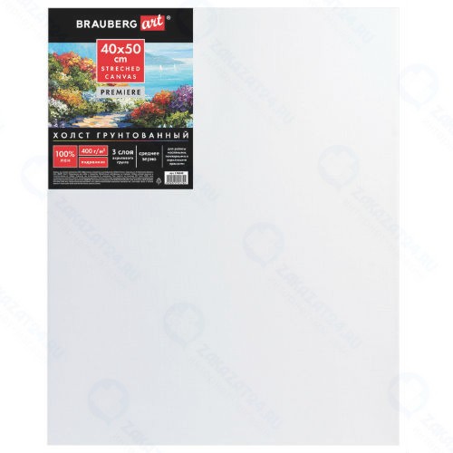 Холст на подрамнике Brauberg Art Premiere, 40х50 см, грунтованные, лен, среднее зерно (190640)