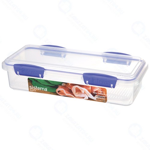 Контейнер для продуктов Sistema Klip It Deli Storer 1.2 л, Blue (1480)