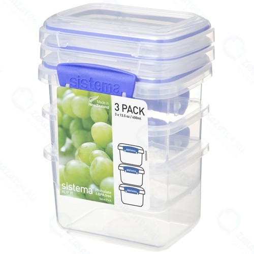 Набор контейнеров Sistema Klip It 3 Pack, 400 мл Blue (1543)