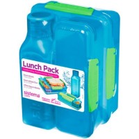 Набор контейнеров и бутылка для воды Sistema Lunch 3 Pack, 475 мл Blue (1590)