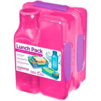 Набор контейнеров и бутылка для воды Sistema Lunch 3 Pack., 475 мл Red (1590)