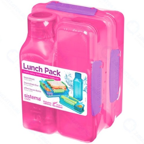 Набор контейнеров и бутылка для воды Sistema Lunch 3 Pack., 475 мл Red (1590)