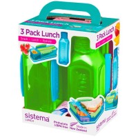 Ланчбокс с бутылкой Sistema 3 Pack Lunch 475 мл Green (1595)